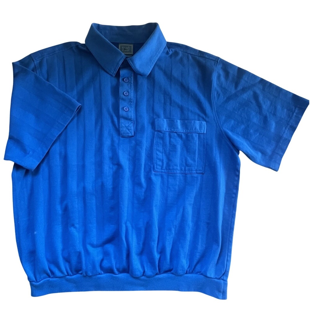 Men's Short Sleeve Blue 80's Tropicool Golf Polo Shirt With Vented Mesh~ Size XL